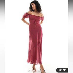 ASOS bardot milkmaid bust midi dress
